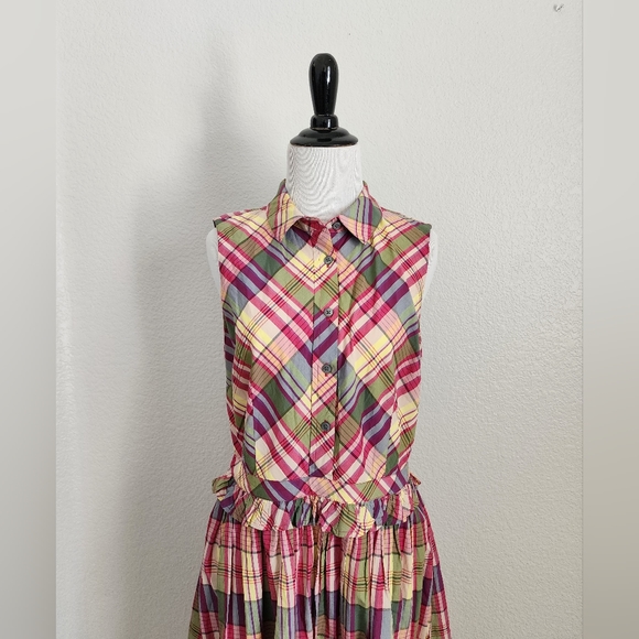 J. Crew Women's Size 8 Plaid Midi A-Line Casual Spring Shirtdress - Picture 3 of 10